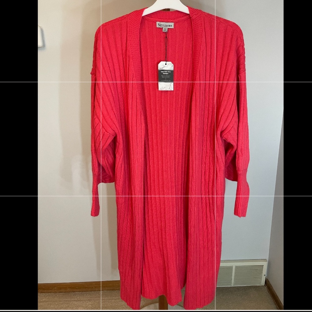 Coral Full Length Knit Cardigan